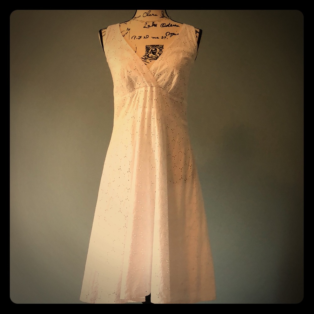 Anthropologie Simone Fit&Flare White Eyelet Dress